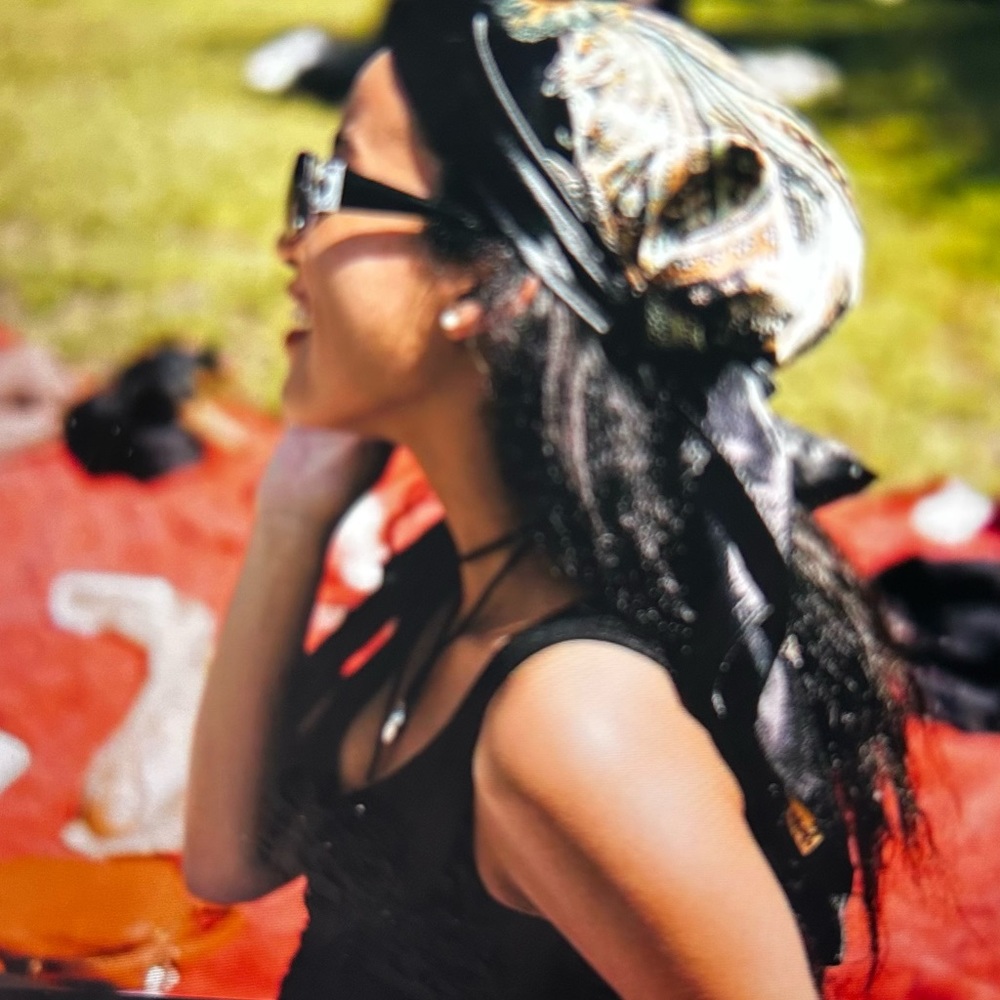 Milan Hair Scarf Black Paisley
